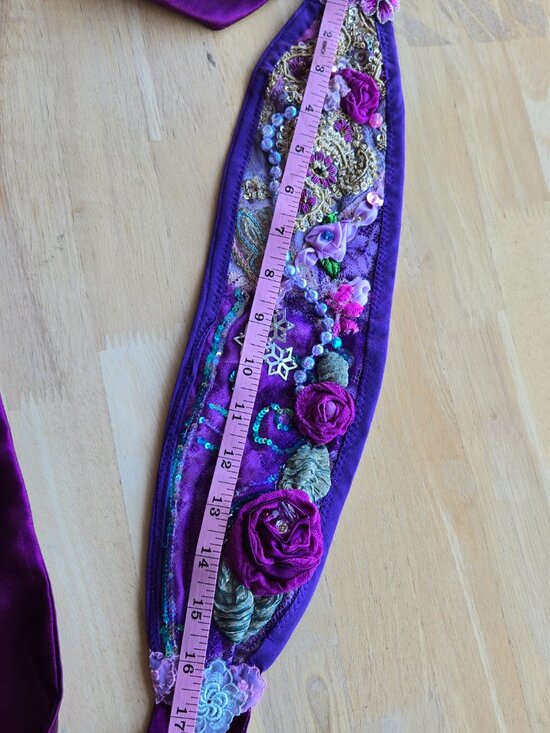 Handmade Purple Rose and Bejewelled Sash Boho Y2k-Inspired Glam Indie